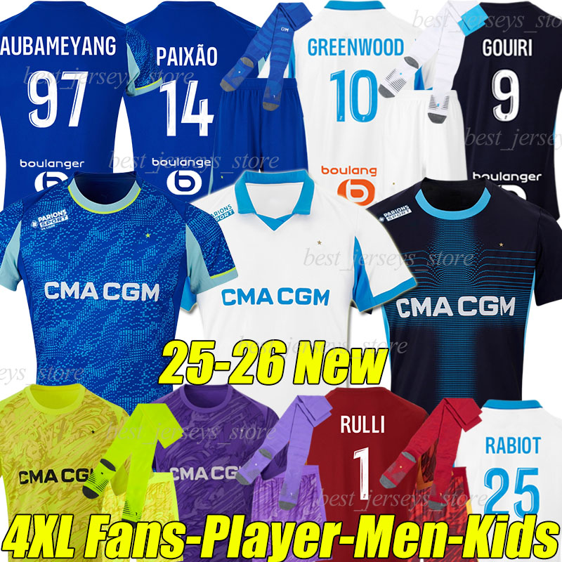 4XL 2025/26 MaRsEile 3rd soccer jerseys OM AUBA PAIXAO GREENWOOD GOUIRI RABIOT MAUPAY maillot foot ROWE HOJBJERG HARIT RULLI football shirts men kids kit socks setS