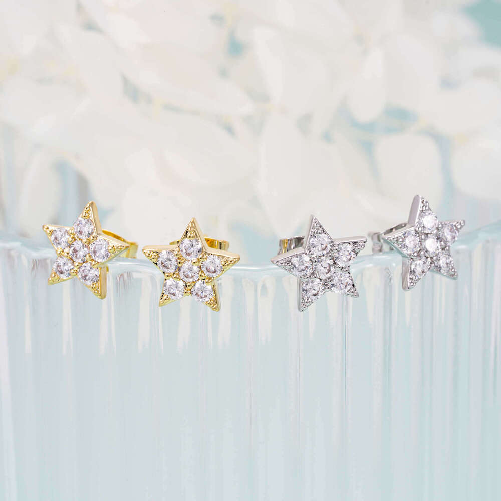 Jewelry Style Sier Moissanite Classic Star-Shaped Earrings Unisex Versatile