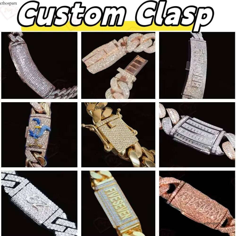 Fully Iced Out Moissanite 2 Rows Hiphop Jewelry Sterling Sier Cuban Link Chain