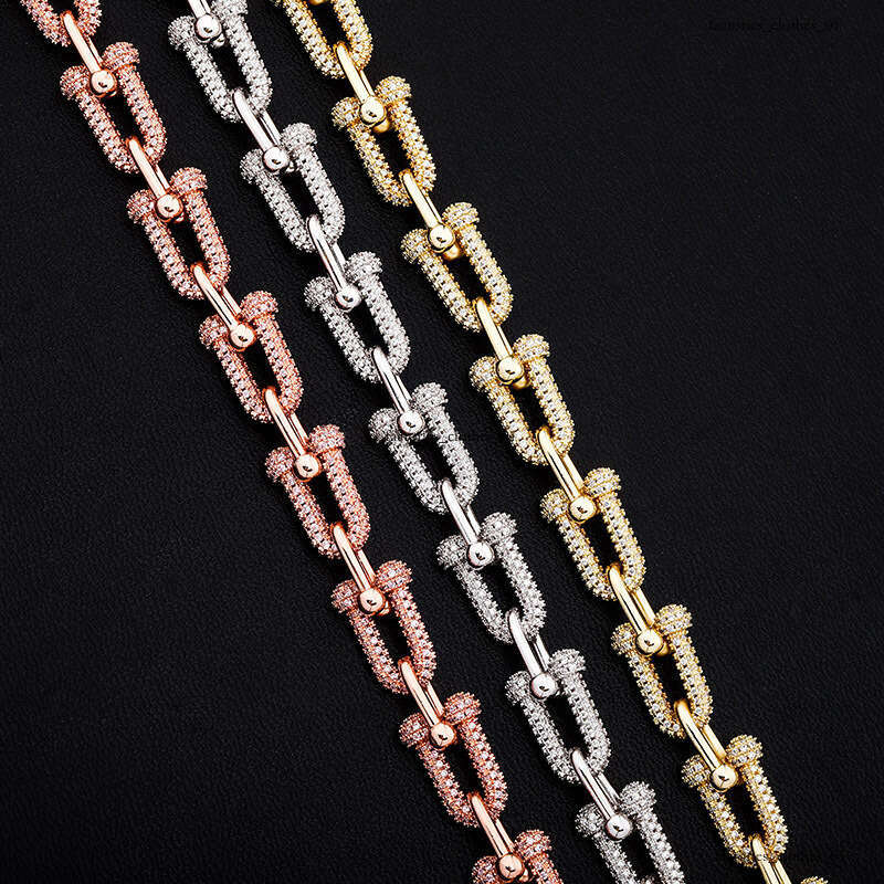 INS U-Shaped Chain Full Zircon Hip-Hop Trendy Personality Jewelry Bracelet Bling