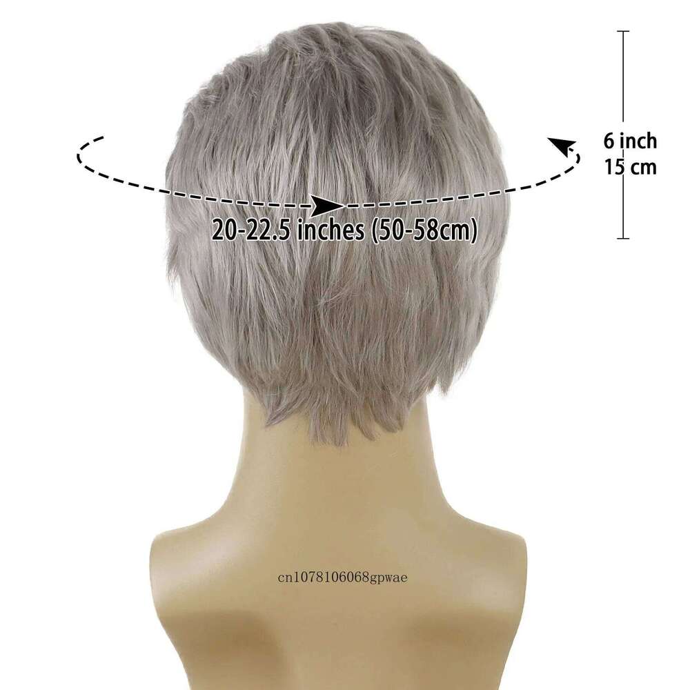 Old Man Synthetic Grey White Wigs for Men Grandpa Daily Party Cosplay Natural Straight Hair Replacement Wig Heat Resistant