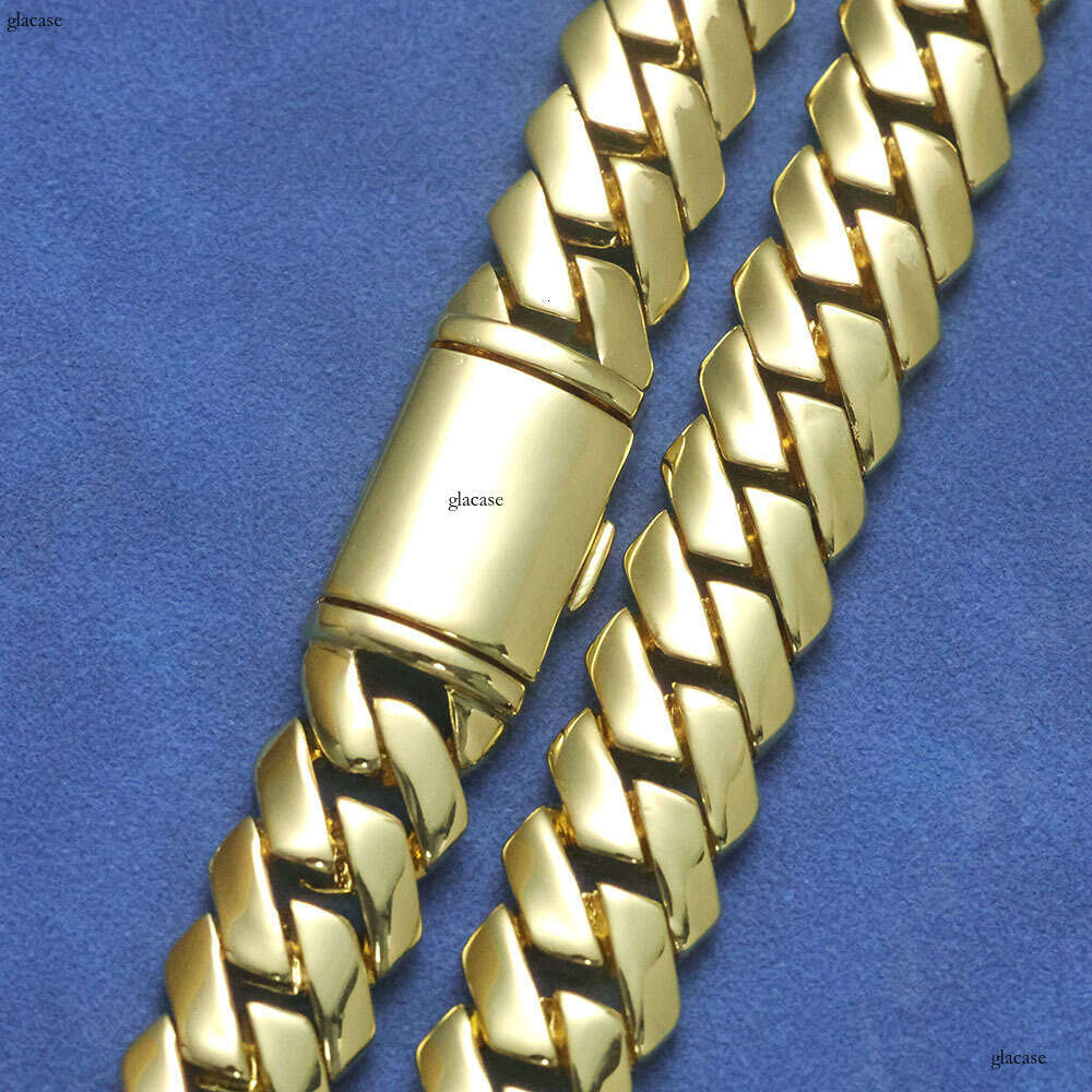 Hip Hop 12mm Rhombus Smooth Cuban Chain Men's Necklace Personality Trendy Jewelry Accessories