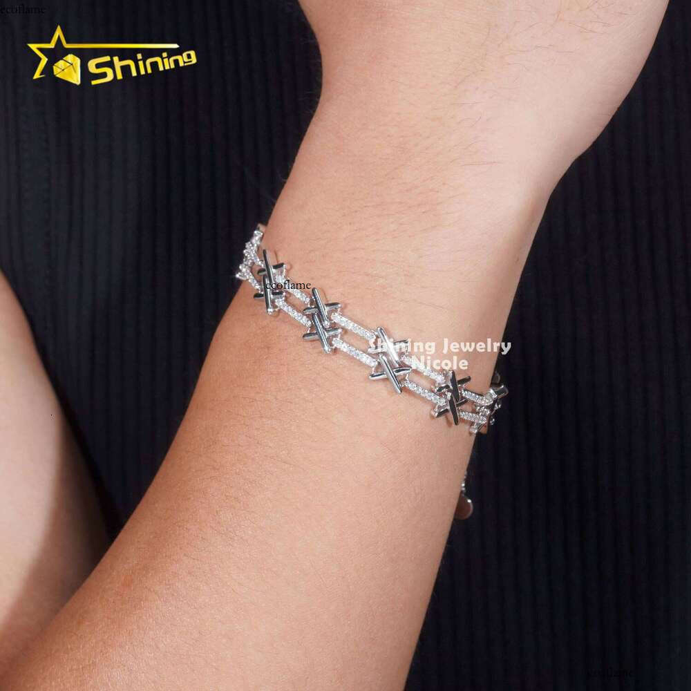 New Arrivals High Quality Fashion X Extension Chain Iced Out Sier Moissanite Bracelet