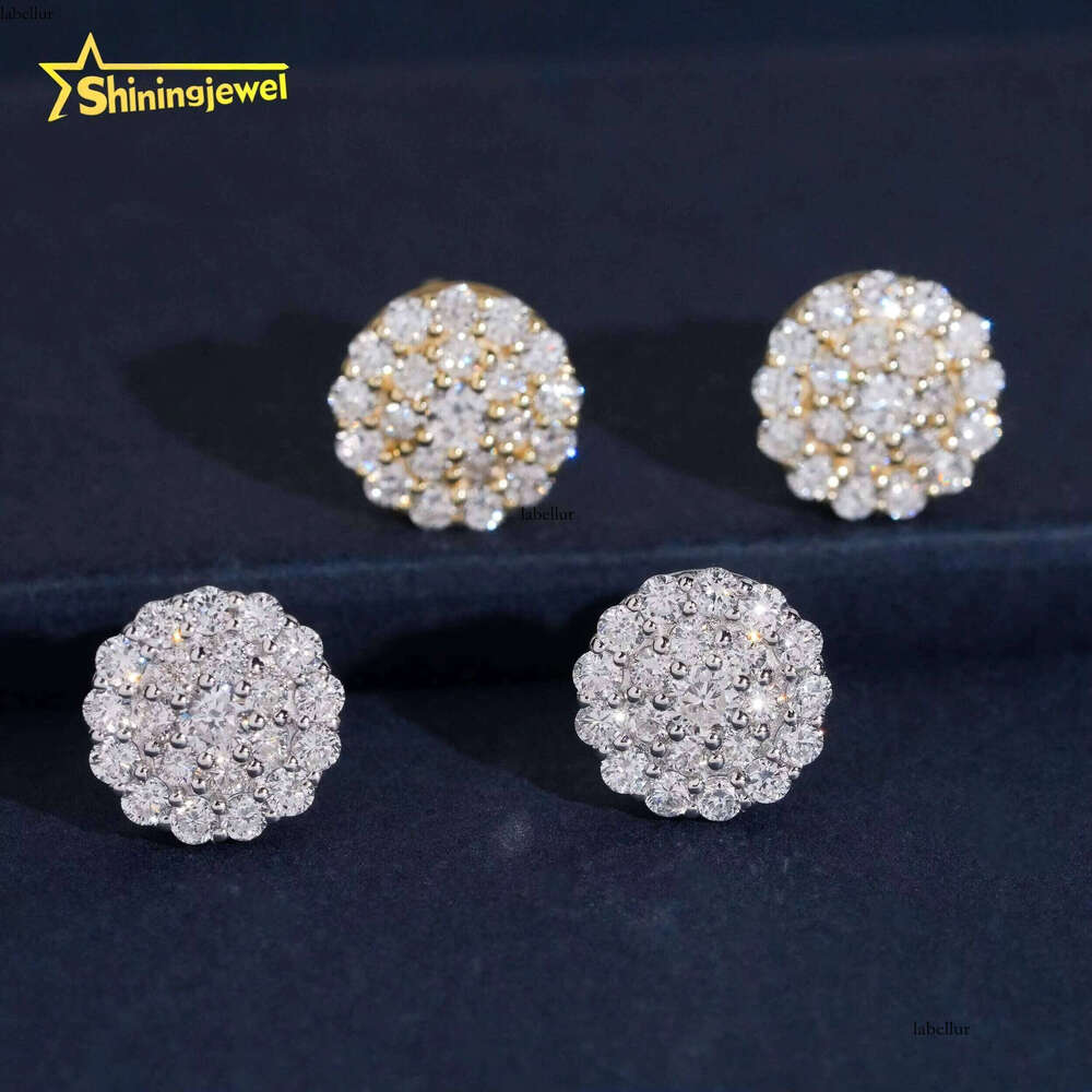 Jewelry 11mm Hip Hop Sier Iced Out Lab Dia Stud Earrings Certificate