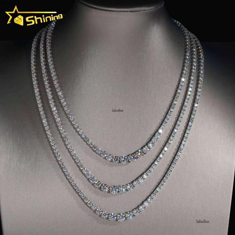 New Arrivals Fashion GRA Certificate Various Size Moissanite Dia Sier Tennis Chain Necklace Women