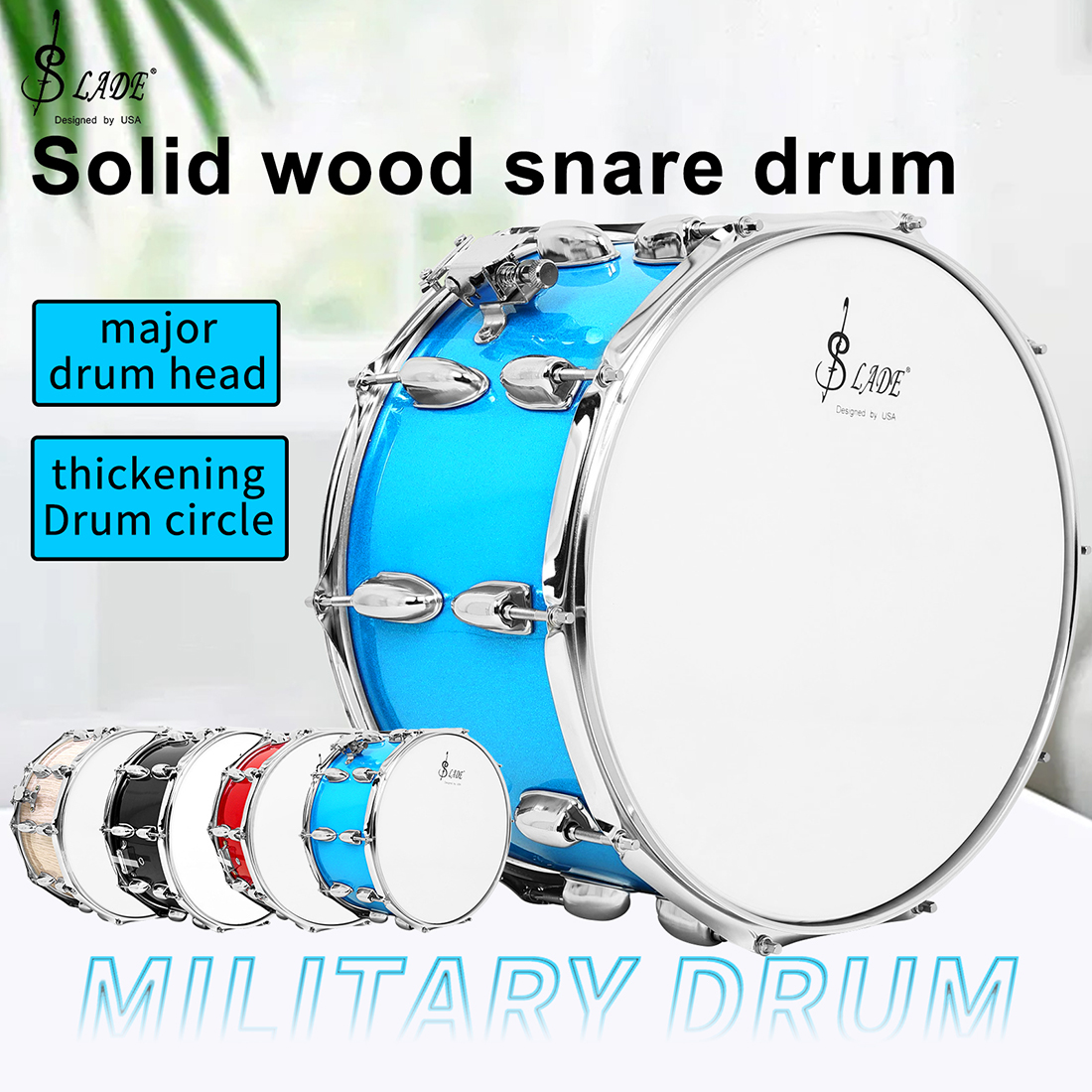 SLADE 14x8 Inch Snare Drum - 10-Lug Design with Professional Grade Hardware