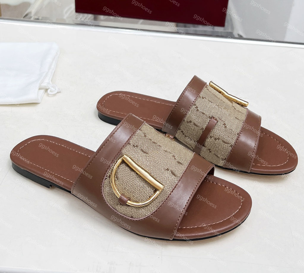 Designer Sandals Slippers Classic Summer Women Flat Slide Sandals Luxury Thick Bottom Embroidered Leather Horsebit Slide Sandal