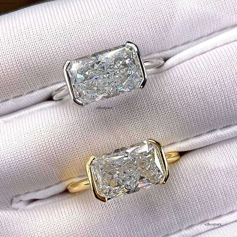 2025 Sparkling Rulalei Brand Wedding Rings Handmade Jewelry Pure 100% Sterling Sier Ice Cut White Moissanite Dia Party Elegant Women Bride Ring Gift