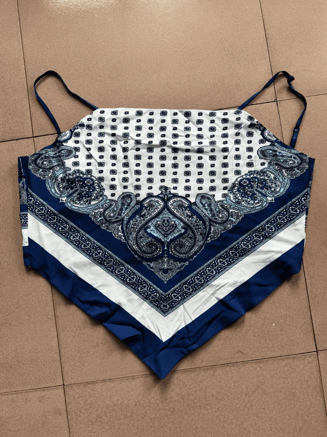 Stylish Printed Lace-Up Vest Pants Two-Piece Set Summer Satin Print Women Casual Sling Lace Up Top Wide Leg Pants 2 Piece Set 250808
