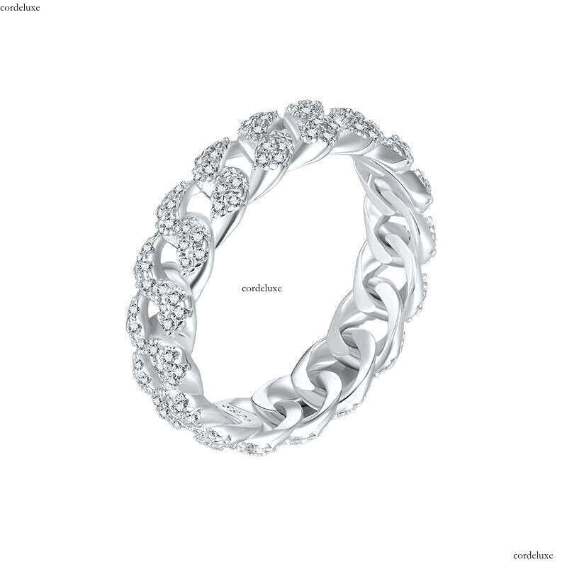 S Silver Moissanite Hip-Hop Cuban Fashion Platform Women's Ring