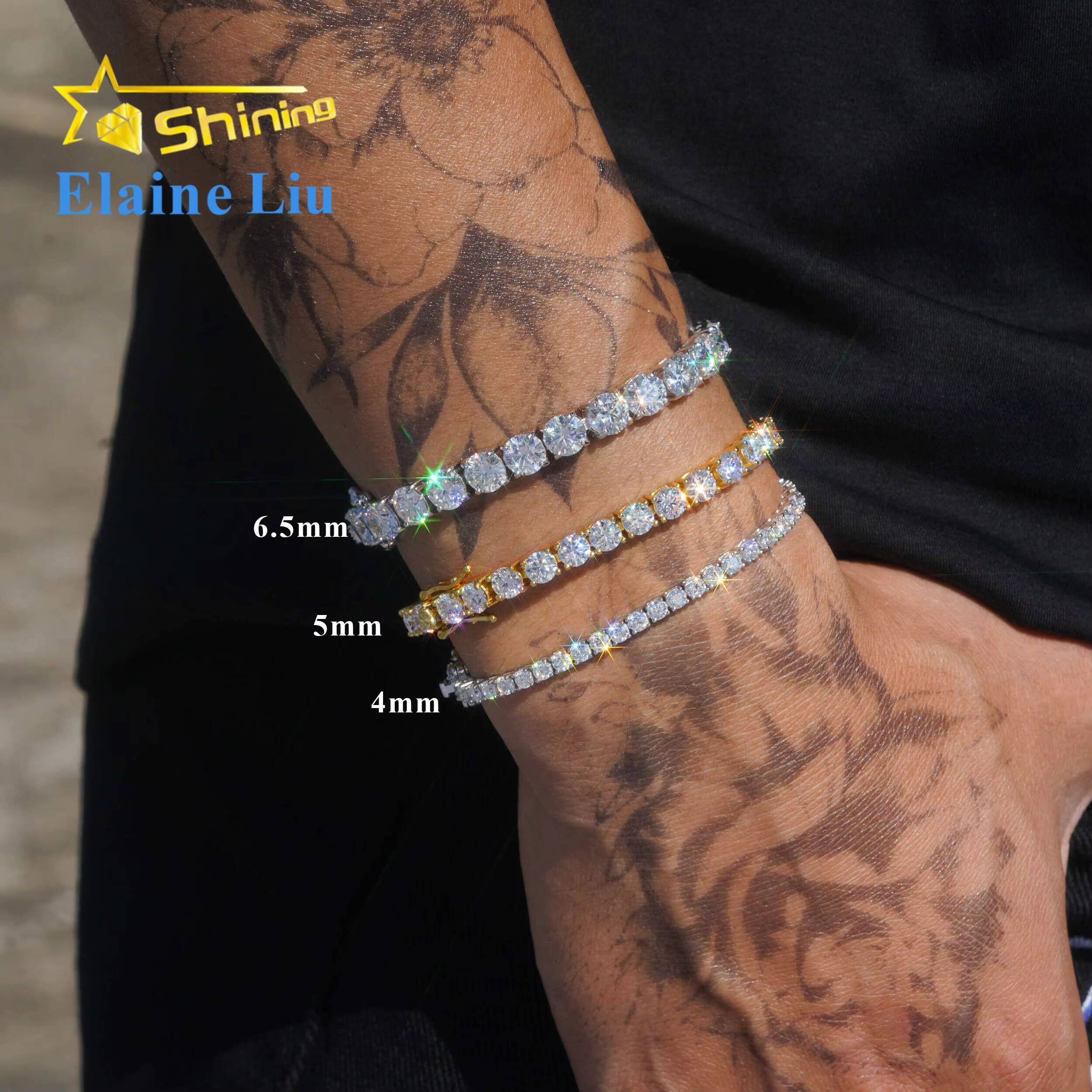 Factory Direct Price Iced Out 2mm 3mm 4mm 5mm 6.5mm VVS Silver 925 Hip Hop VVS Moissanite Lab Diamond Tennis Chain