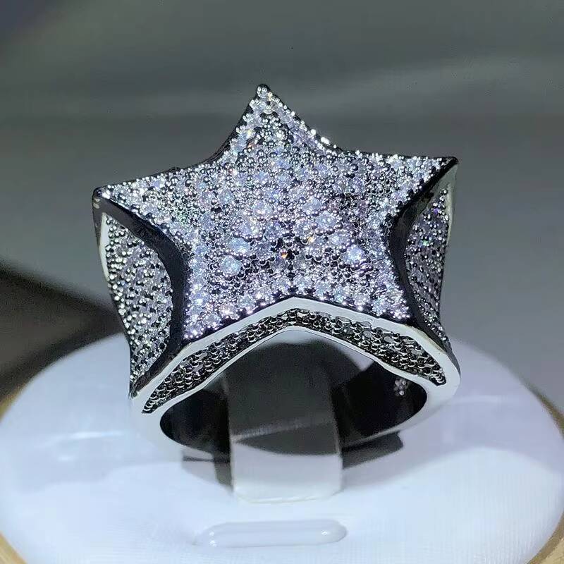 Luxury Custom Jewelry Hip Hop Vvs Moissanite Diamond Ring Bling Iced Out Initial 925 Silver Championship Ring for Mens