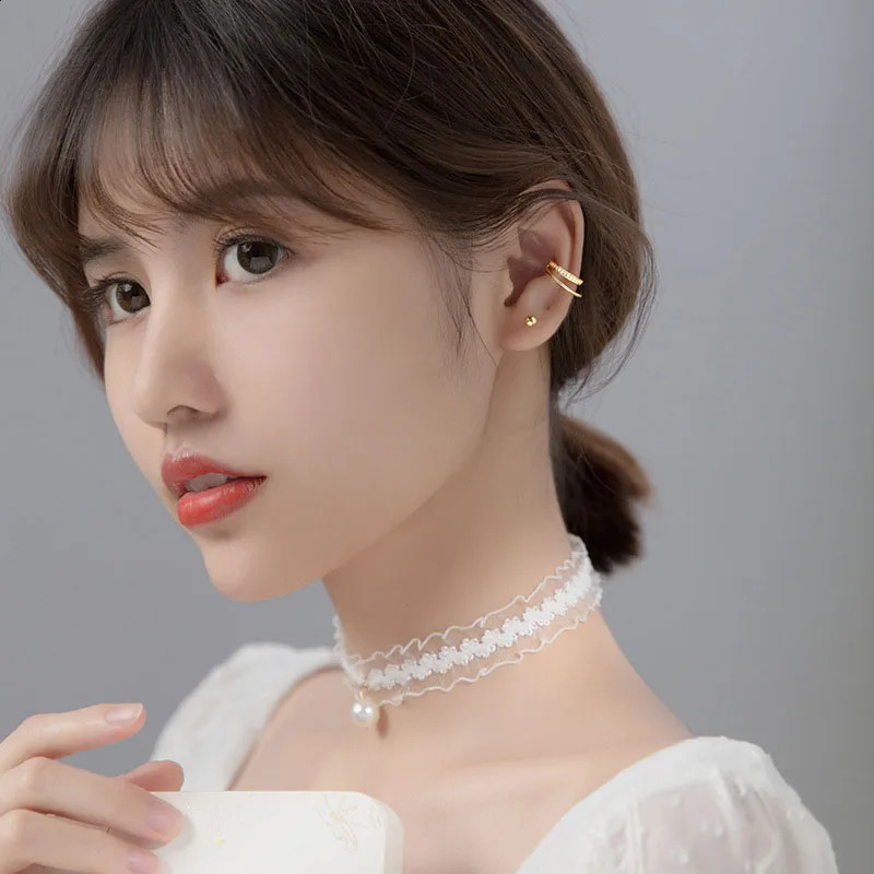 WANTME 925 Sterling Silver Trendy CZ Zircon Double No Piercing Ear Cuff Earring for Women Wedding Ear Clip Jewelry Accessories 250807