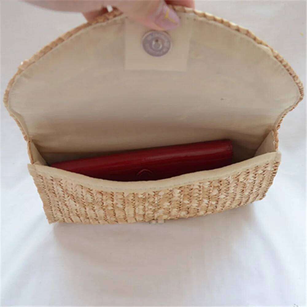 Wheat Straw Woven Clutch Handmade Lady Wallet Casual Purse Bag Envelope Handbags bag
