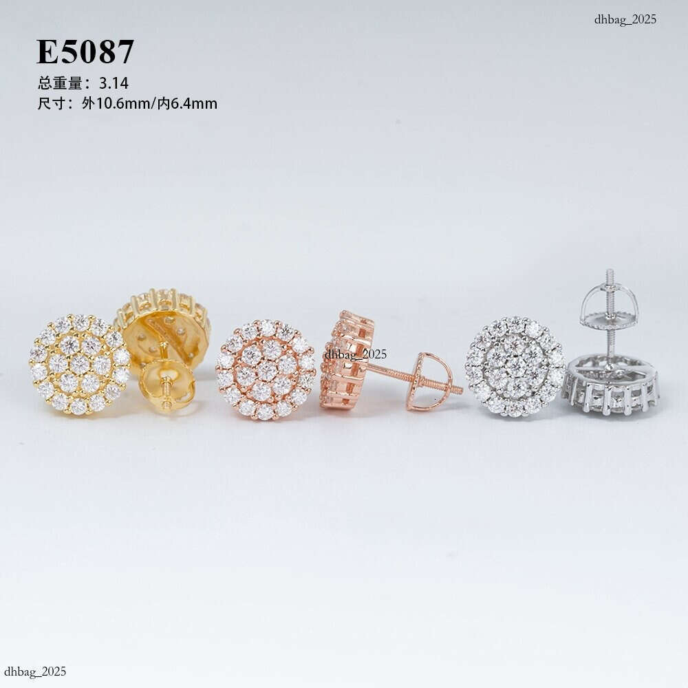 Premium Selection Flower 10.6mm Round Moissanite Stud Couple Style Personality Fashion Earrings Jewelry Now