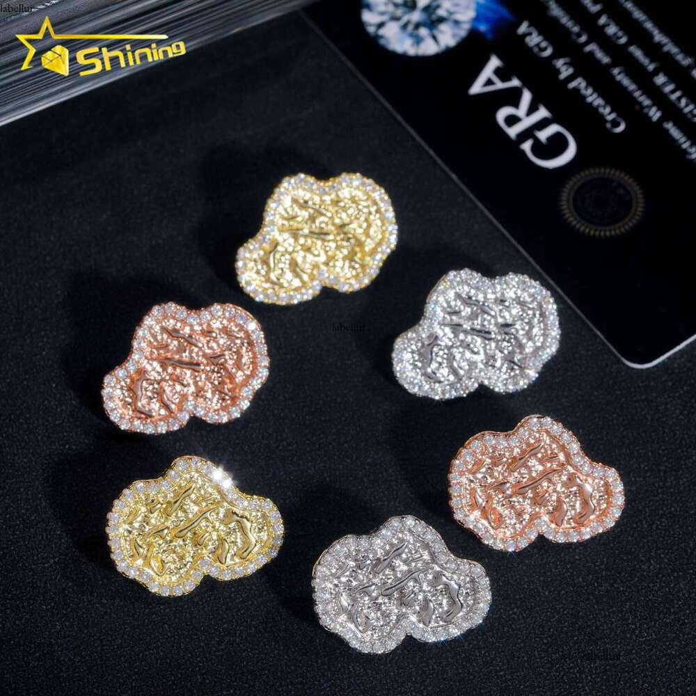 RTS Pass Dia Tester Hip Hop Sterling Sier Gold Plated VVS Moissanite Rapper Stud Earrings Men Jewelry