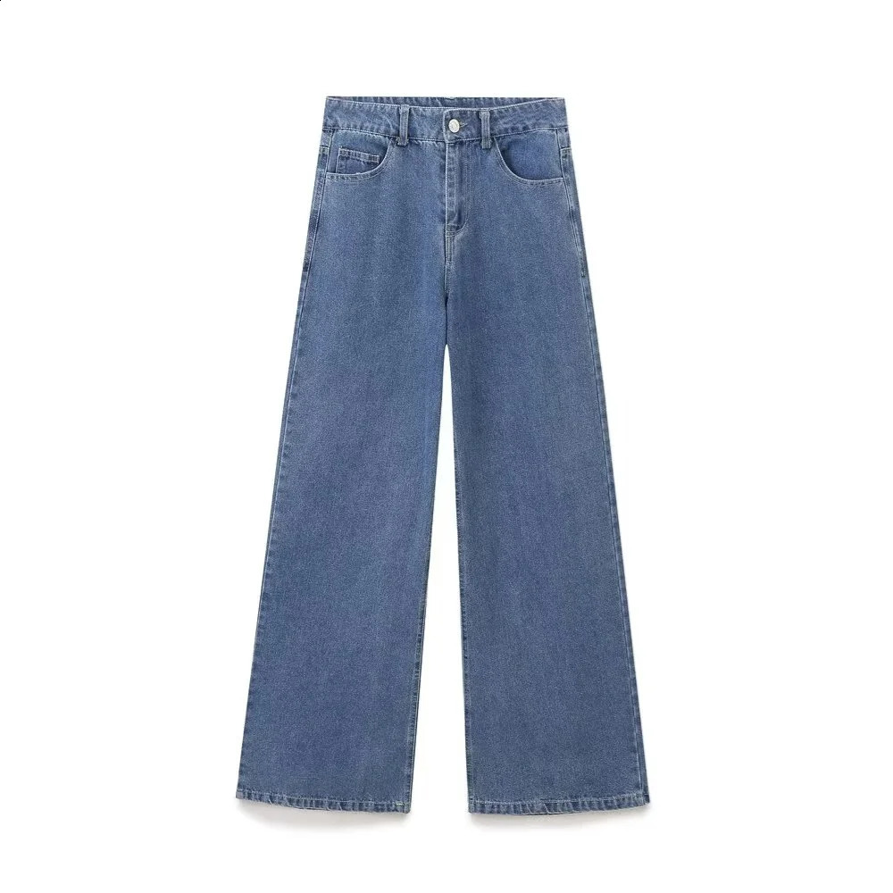 Taop Za Autumn Product Womens Fashion Casual Collar Long Sleeve Short Denim Shirt High Waist Wide Leg Jeans Set 250808