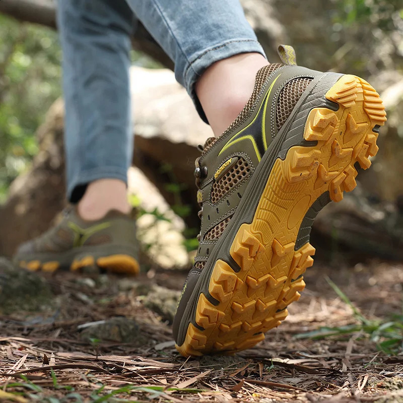 Mens Shoes Mesh Summer Non-slip Platform Soled Outdoor Hiking Shoes 250805