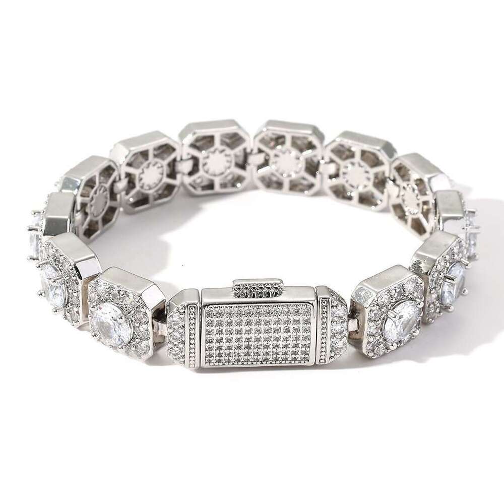 13mm Wide Flip Clasp Rock Sugar Moissanite chain Necklace Unisex Trendy Hip Hop Accessory