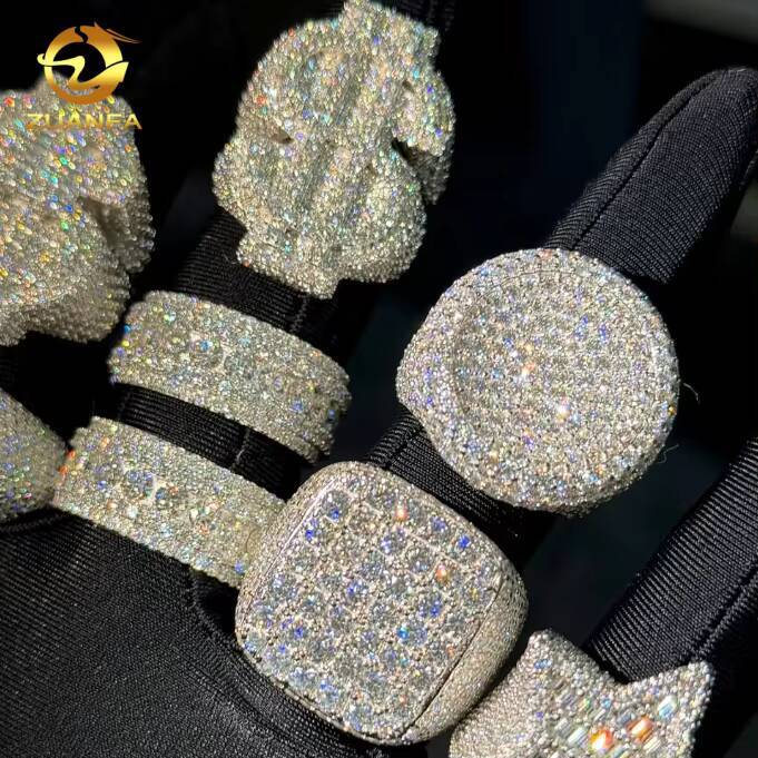 GRA Certificate Multiple Options Custom Iced Out Hip Hop VVS Moissanite Men Ring 925 Silver Rings Diamond Jewelry Dollar Ring