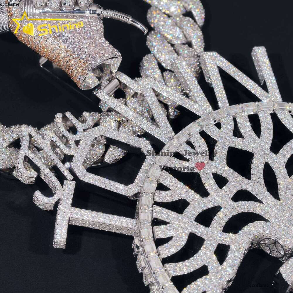 8Inch Big Size Solid Sier Custom Moissanite Dia Round With Microphone Hip Hop Iced Out Pendant for Chain