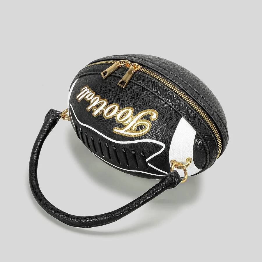 Creative Rugby Design Women Handbags Funny American Football Shoulder Crossbody Bags Pu Leather Cute Oval Small Tote Bag