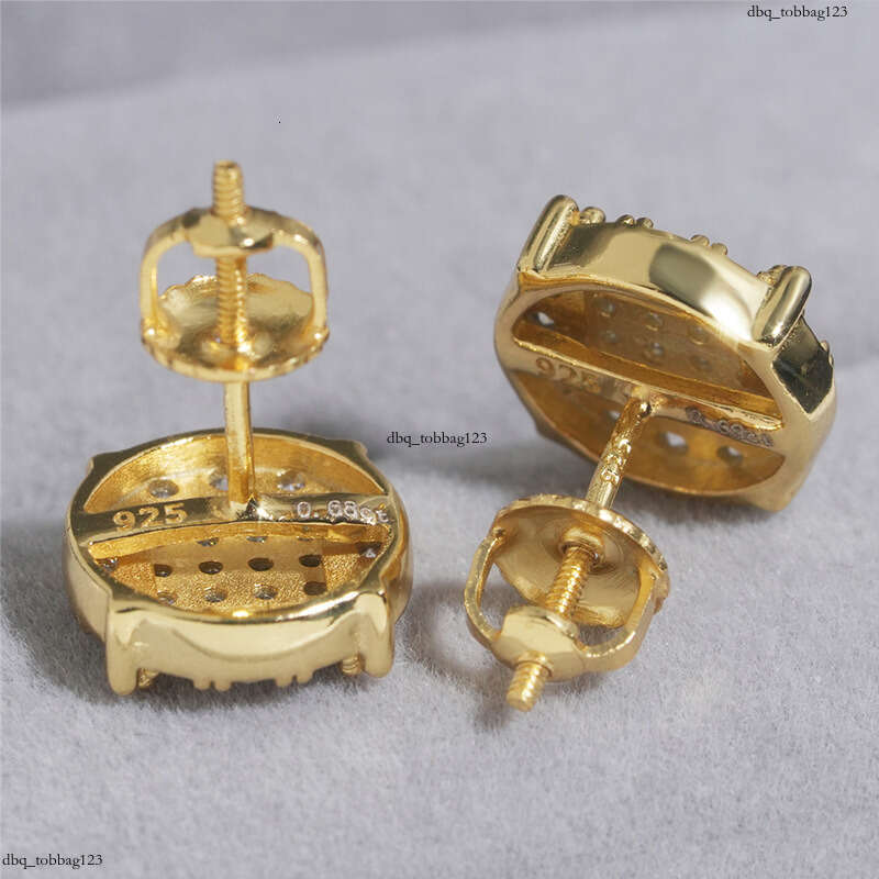 ICED OUT Moissanite for Men and Women Classic Round Sier Real Gold Plated Earrings