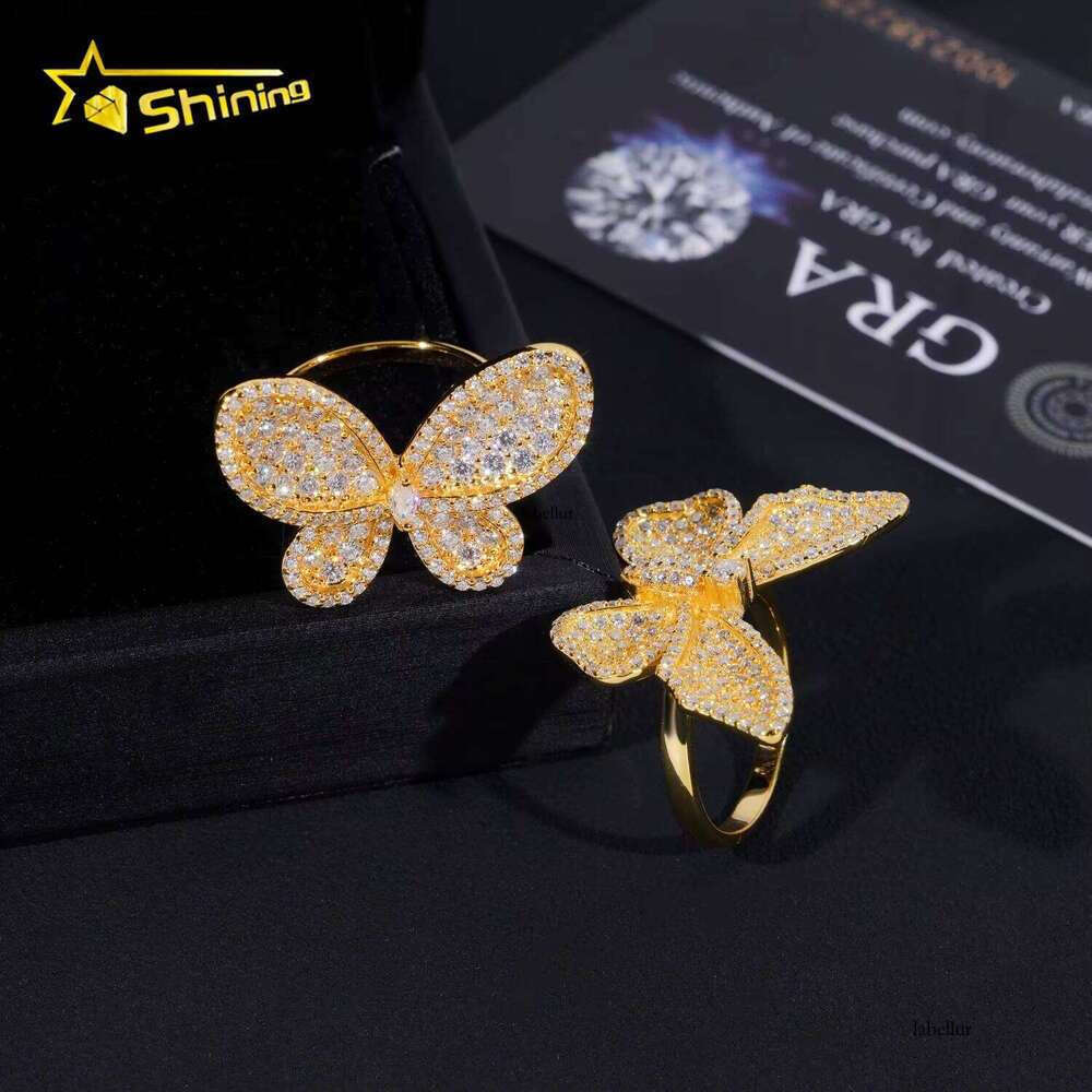 Fashion Jewelry Low Price Iced Out Silver Hip-Hop Butterfly Women's Silicone Stone Ring