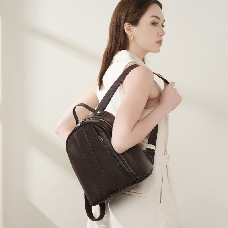Top Layer Cowhide Small For Women New Trend Versatile Ladies Backpack Large Capacity Soft Leather Bag