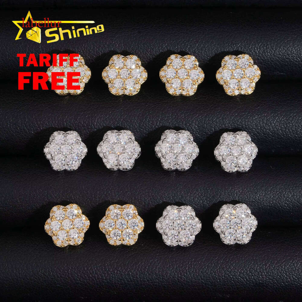 Jewelry Sterling Sier Dia Hip Hop Flower Earring VVS Moissanite Stud Earrings