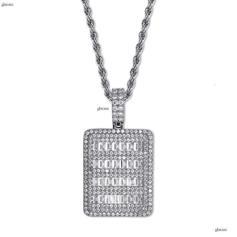 Micro Paved Moissanite chain Square Hip Hop Necklace Jewelry Unisex Pendant Accessories