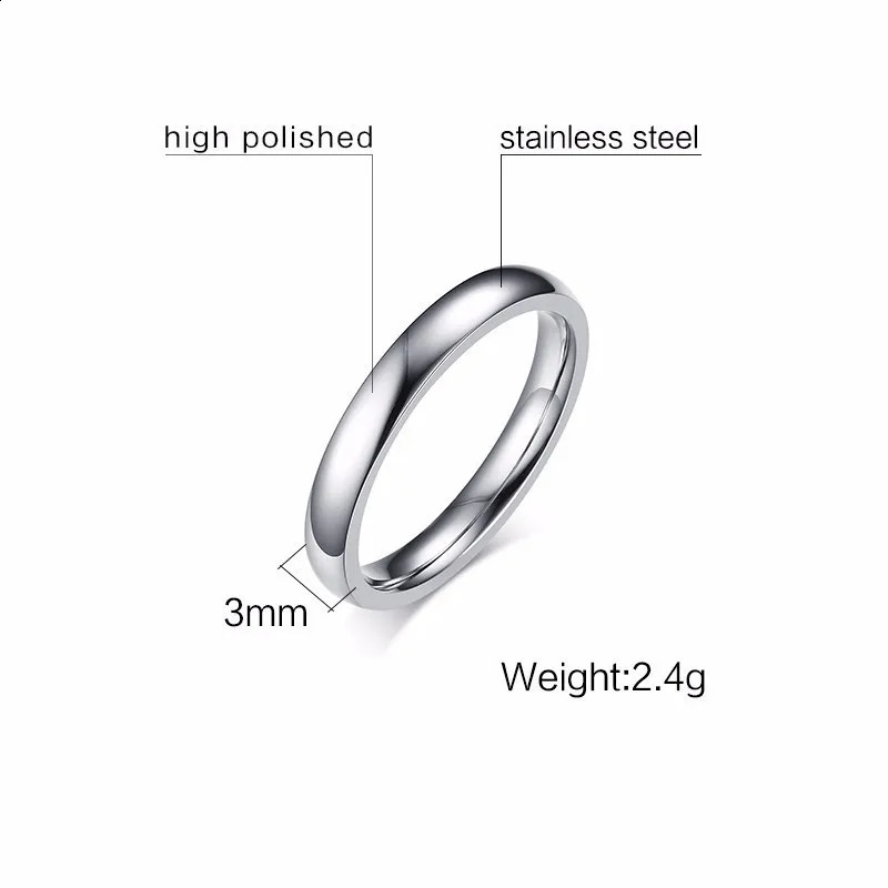 Vnox 3mm Thin Stainless Steel Wedding Rings for Women Men Never Fade Engagement Bands CZ Stone Solitaire Ring 250805
