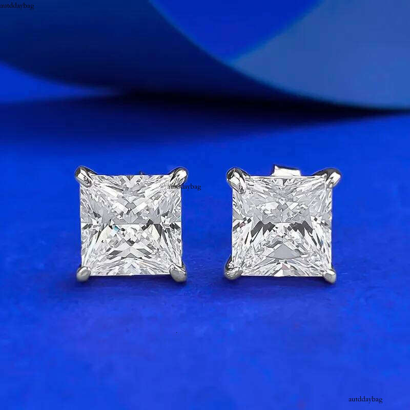 Choucong Brand Stud Earrings Jewelry Real 100% S Sterling Sier Princess Cut White Moissanite Dia Gemstones Party Women Wedding Earring Gift