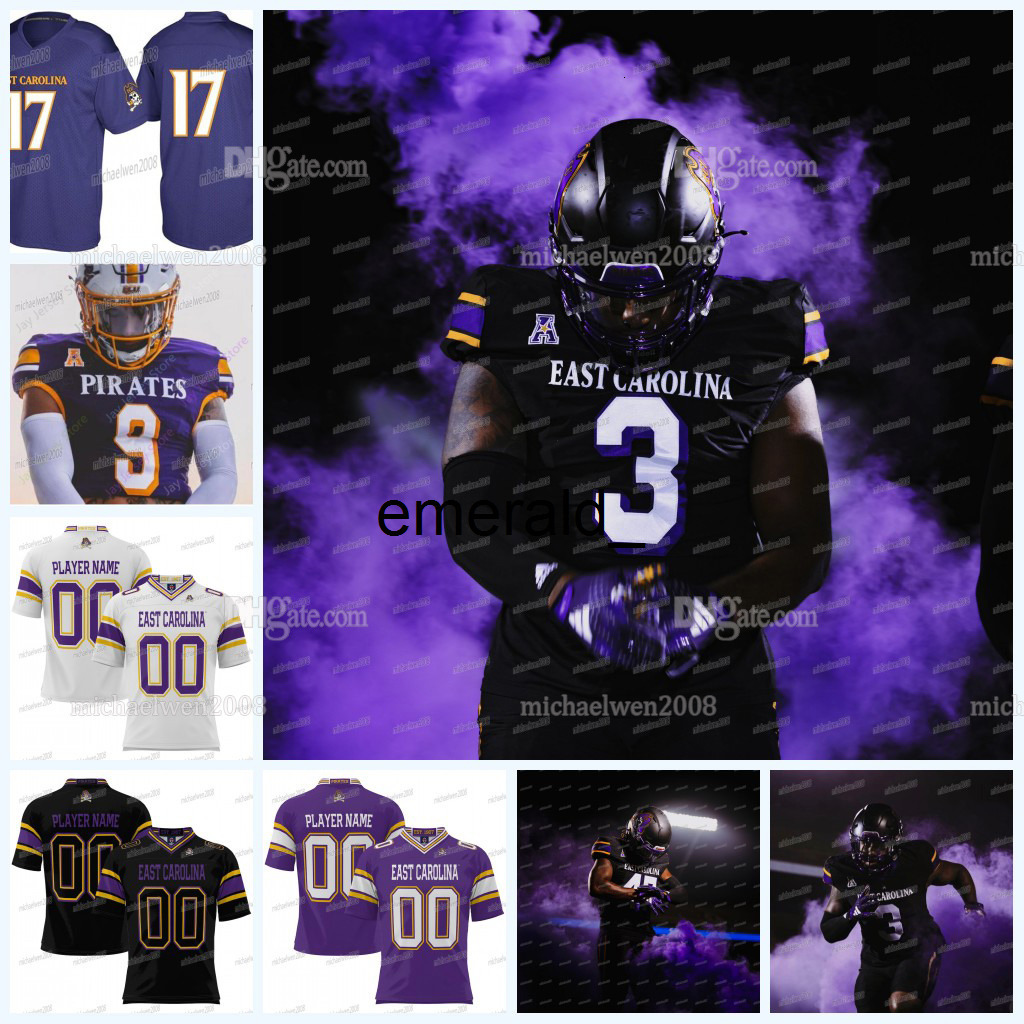 ECU East Carolina Pirates 2023-24 NEW BLACK Football Jersey College Mason Garcia Holton Ahlers Jaylen Chris Johnson Rahjai Harris Julius Wood Garner Gunn Jr.