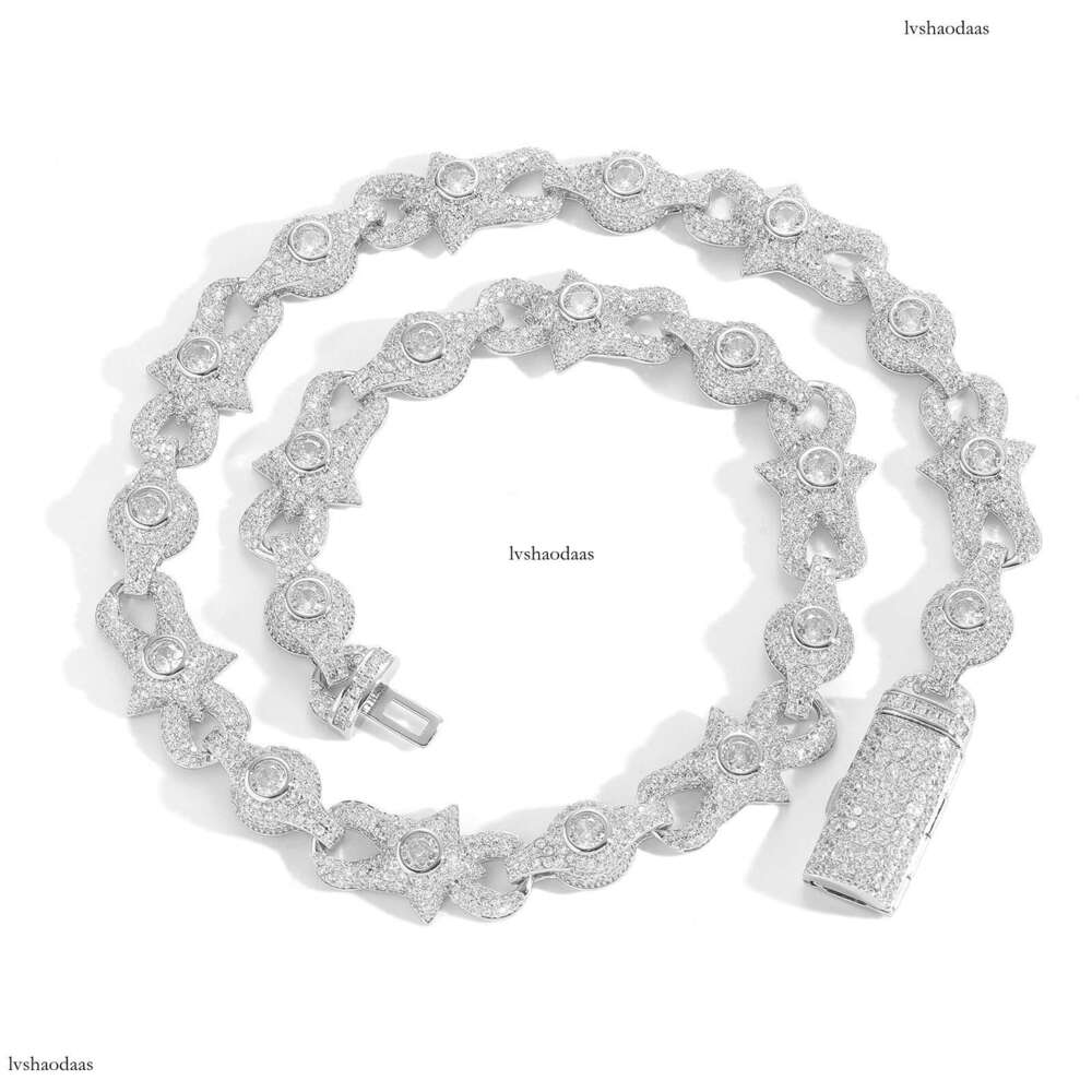New Necklace 10mm Eye Cuban Chain Micro-Paved Moissanite chain Creative Niche Unisex Hip-Hop Accessories