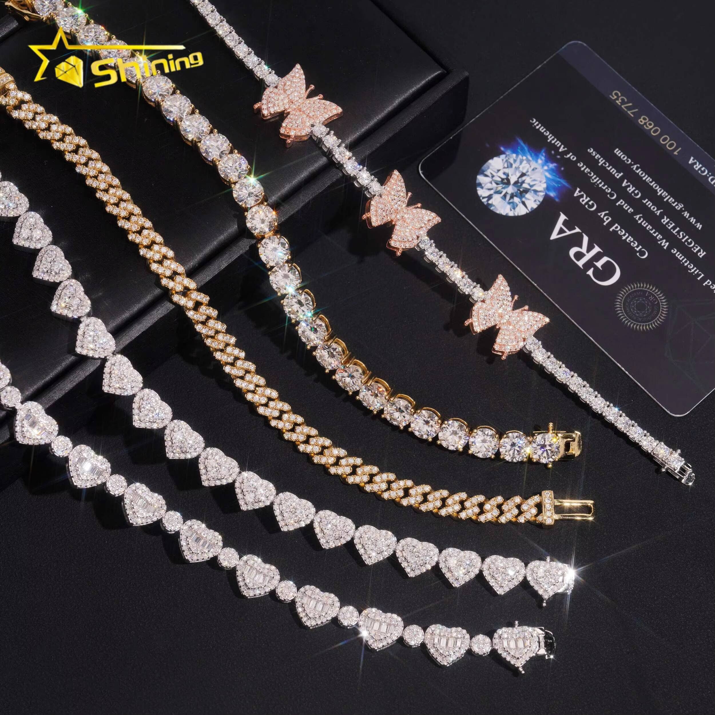 Wholesale Sterling Silver 925 Moissanite Pass Diamond Test Bracelets Hip Hop Mens Jewelry Iced Out Moissanite Cuban Link