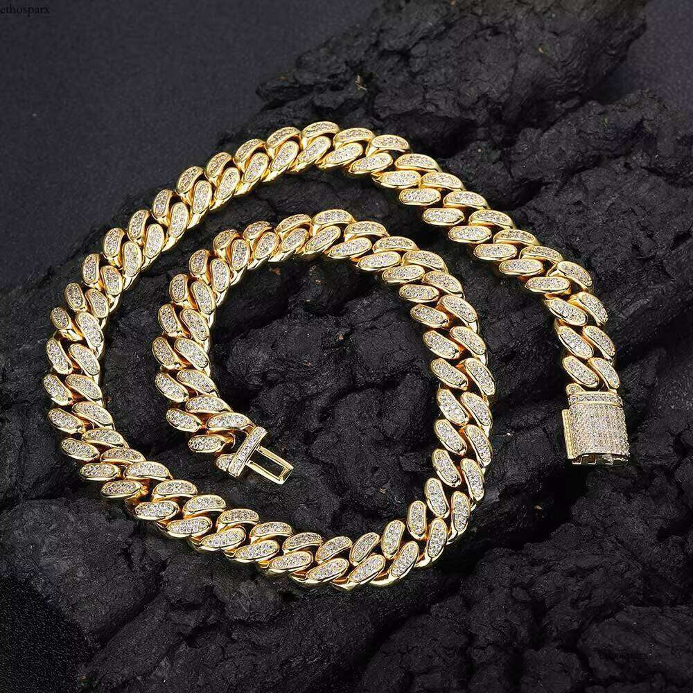 Nuoya 12mm Dia White Gold Hip Hop Jewelry Iced Out CZ Stone Miami Cuban Link Chain Necklace for Men Women