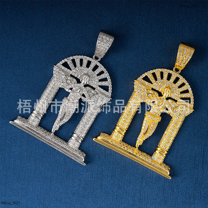 New Personality Angel Door Trendy Hip Hop Jewelry Full Inlaid Moissanite Pendant Necklace