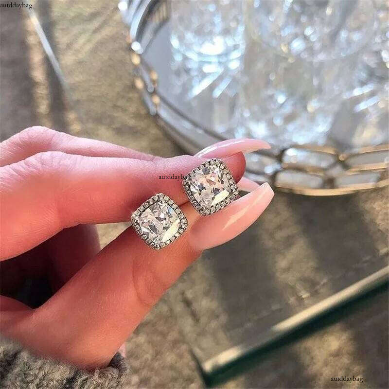 1CT New Arrival Hot Sale Sparkling Jewelry Real Sterling Sier Three Color 5A Cubic Zircon Popular CZ Dia Women Stud Earring