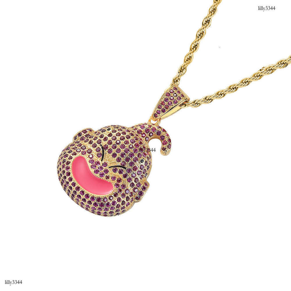 Dragon Ball Fat Buu Main Character Avatar Pendant Trendy Full Moissanite chain Colorful Necklace Hip-Hop Accessories