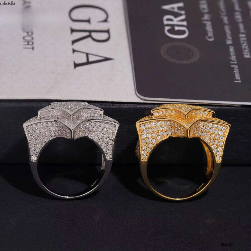 Fine Jewelry Hip Hop Sterling Sier VVS Moissanite Dia Star Iced Out Ring