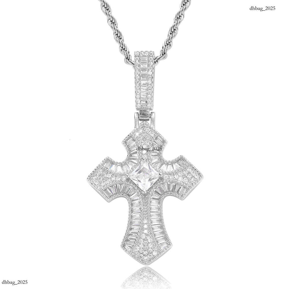 MISA T Square Moissanite chain Cross Pendant Personality Hip-Hop Trendy Men's Necklace Accessories
