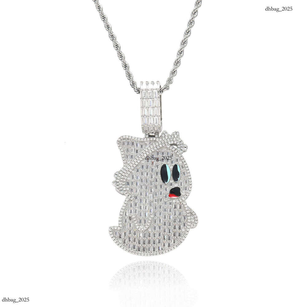 New Cartoon Ghost Pendant T Cubic Moissanite chain Personality Full Dia Men's Hip-Hop Necklace Niche Accessories