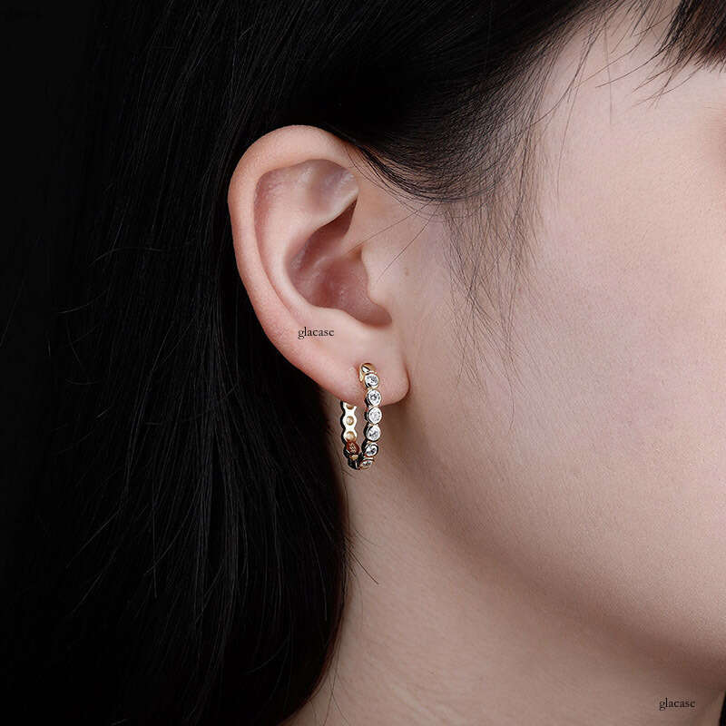 INS Hip-Hop Sier Oval Bubble Zircon Earrings for Women, Unique Fashion Simple Ear Accessories