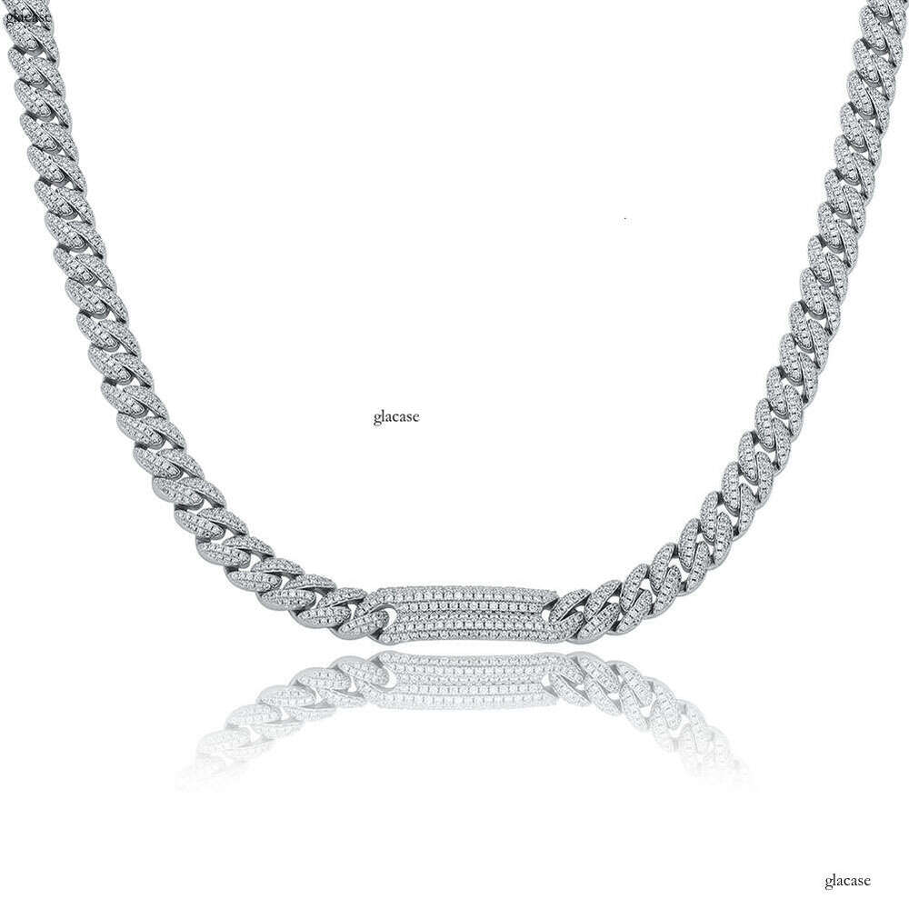 Hip-Hop Trendy Jewelry 9mm Micro Paved Moissanite chain Cuban Chain Versatile Necklace