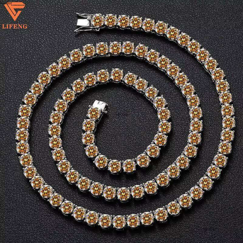 Iced Colorful VVS Silicon Cluster Chain Women's Jewelry Platinum Plated Sterling Sier Tennis Necklace