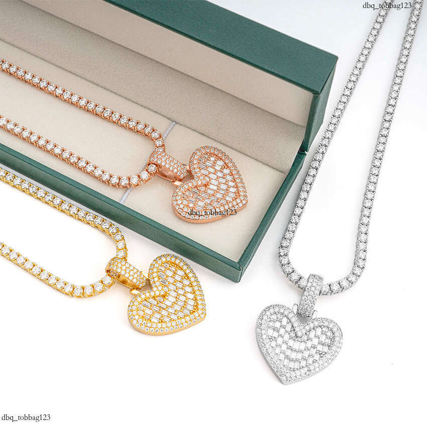 Hip-Hop Personality Heart Pendant Iced Out VVS Full Inlaid D Color Moissanite Necklace Direct