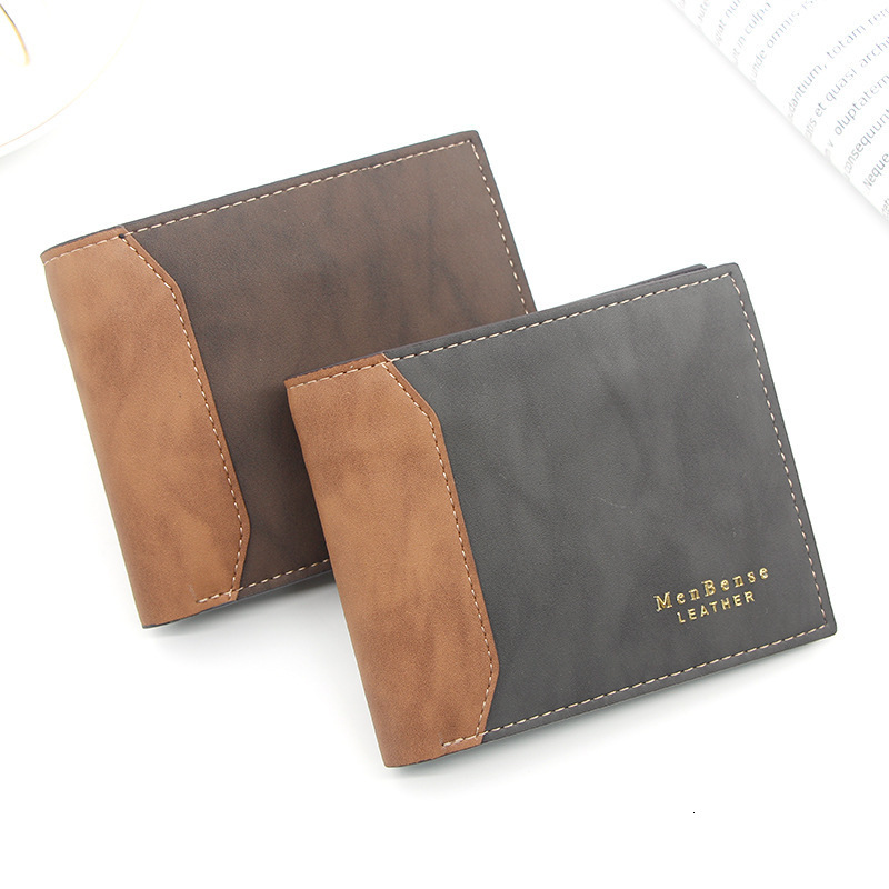 Menbense New Men's Wallet Short Luxury Bag Style Gold Stamping Embossed Stitching Matte Leather Binder Men's Short Wallet