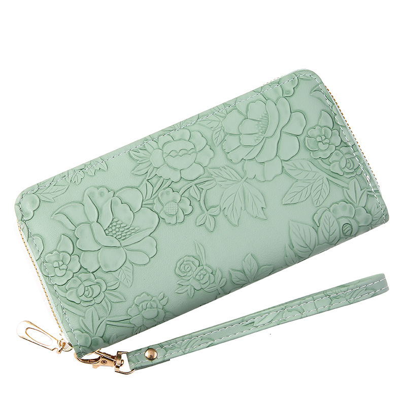 New Cross-border Long Luxury Bag Zipper Clutch Bag Large Phone Bag Embossed Design Large Cash Clip Simple Women's Wallet Trend