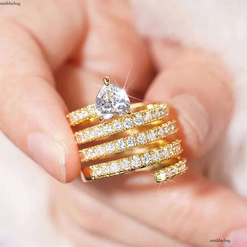 2025 Choucong Brand New Wedding Rings Fashion Jewelry Gold Fill Heart Shape 5A Cuic Zircon CZ Dia Party Eternity Women Cross Ring For Lover Gift